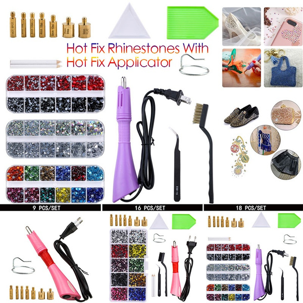 Hot Fix Applicator Tool Kits for Dress, Bag, Shoes, Bedazzler Kit with DIY  Hot Fix Rhinestones Include 7 Tips Set
